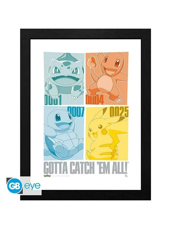 ABYstyle - POKEMON Framed print Pikachu & Kanto Starters - Bilde