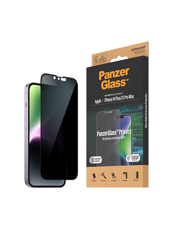 PanzerGlass Privacy Screen Protector Apple iPhone 14 Plus | 13 Pro Max | Ultra-Wide Fit w. EasyAligner