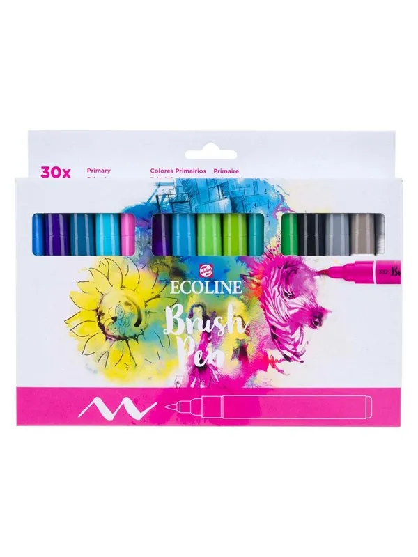 Bruynzeel Ecoline Brush Pen Set Primary 30 Colors