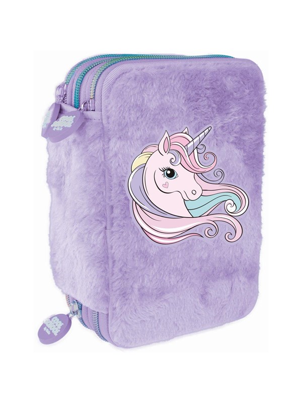 Tinka PENCILCASE TRIPPEL UNICORN LILLA  COOL SCHOOL