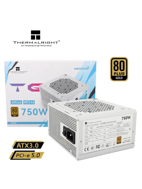 Thermalright TG S (Non-Modular) Hvit - Strømforsyning (PSU) - 750 Watt - 120 mm - ATX 3.0 - 80 Plus Gold sertifisert