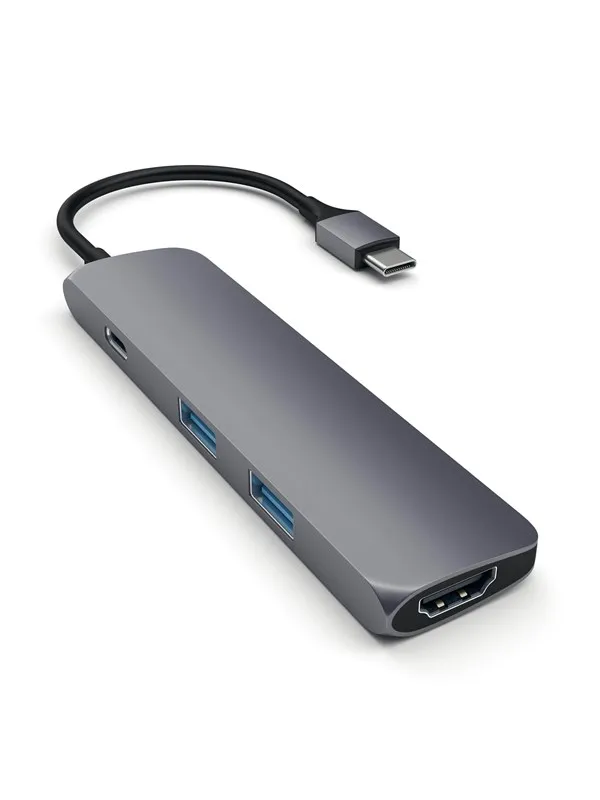 Satechi Slim Aluminum Multi-Port Adapter - USB-C Interface - 4K HDMI - 2-Port USB-A