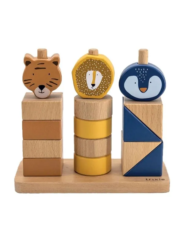 Trixie Baby Wooden Stacking Blocks Wild Animals 16pcs.
