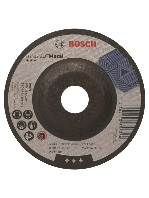 Bosch Skrubbeskive krum Standard for Metal A 24 P BF, 115 mm, 22,23 mm, 6,0 mm