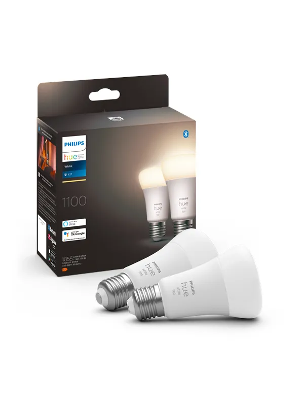 Philips Hue White A60 E27 1100 Lumen - 2-pakning