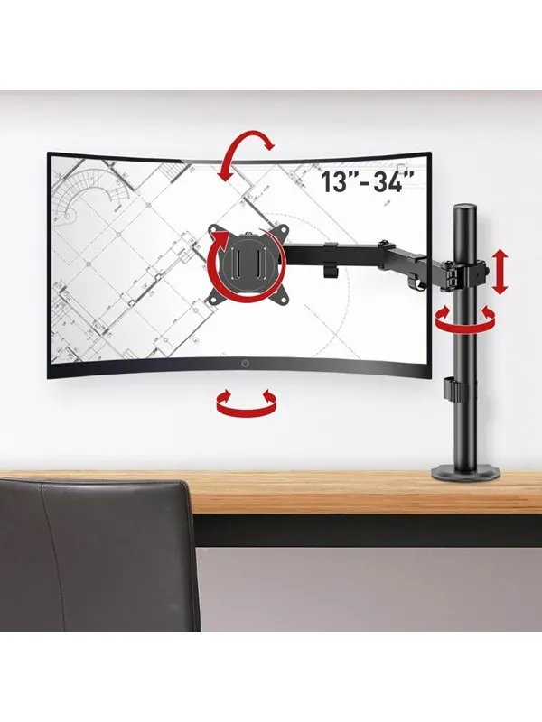 Barkan Monitor Arm - 1 Monitor13'- 34' - Black