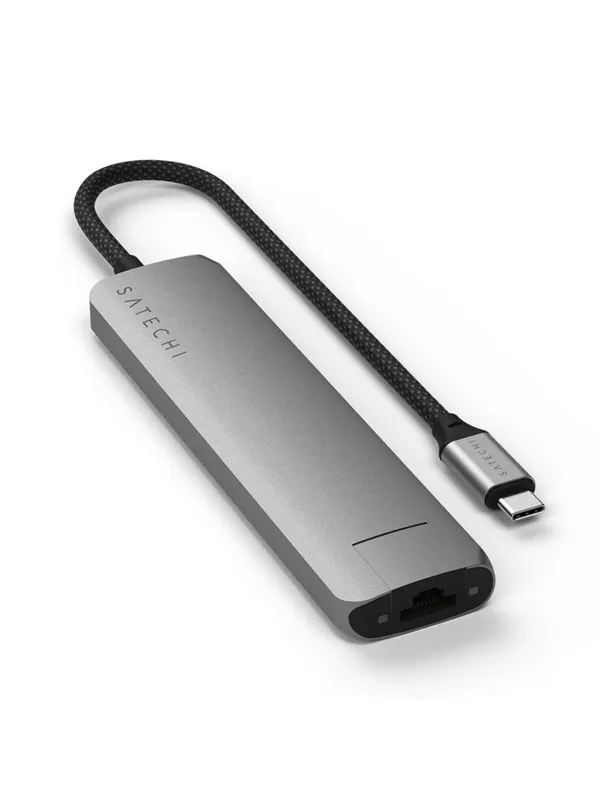 Satechi 7-in-1 USB-C Slim Multiport Adapter with Ethernet - Space Grey