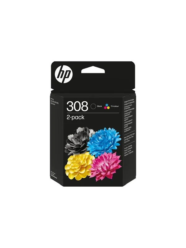 HP 308 / 6L6S6UE - 2-Pack Black and Color (Cyan Magenta Yellow) Ink