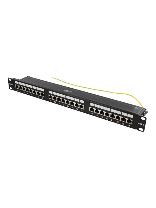 Deltaco PAN-201 STP patch panel 24xRJ45 Cat6 1U 19" metal black