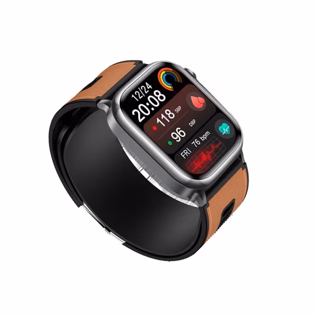 Smartklokke - 2,06 tommers AMOLED fullberøringsskjerm med BLE 5.3, IP67, 530 mAh batteri, magnetisk lading, NFC - Kompatibel med Apple, Samsung, Huawei Brun