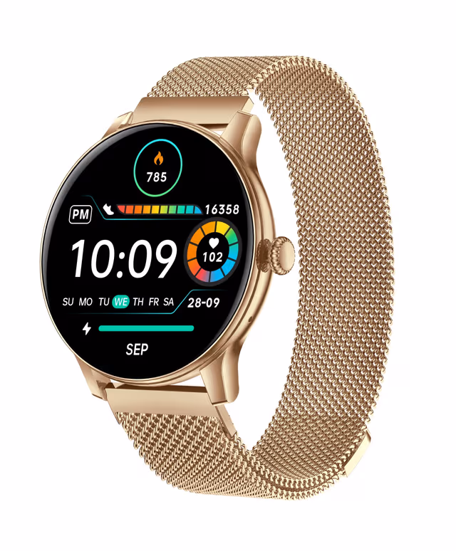 Multifunksjonell smartklokke med Bluetooth-anrop, helseovervåking og flere sportsmoduser Gull