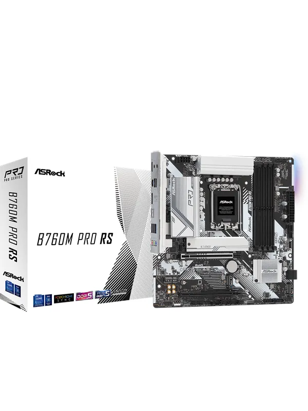 ASRock B760M PRO RS Hovedkort - Intel B760 - Intel LGA1700 socket - DDR5 RAM - Micro-ATX