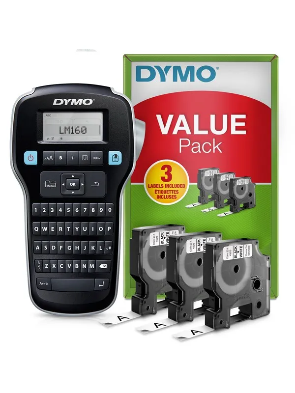DYMO LabelManager 160 Etikettmaskin, Startsett med 3 ruller Dymo D1 etiketttape