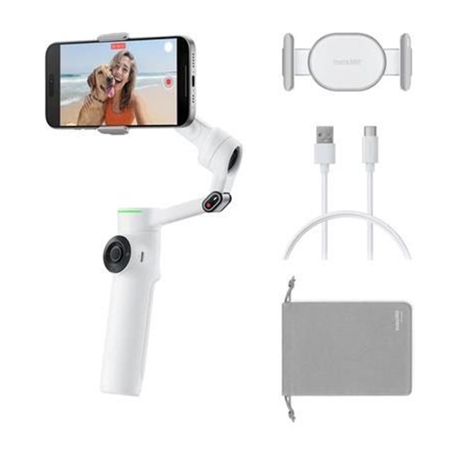 Insta360 Flow 2 Pro AI Tracker Stabilizer Bundle - White