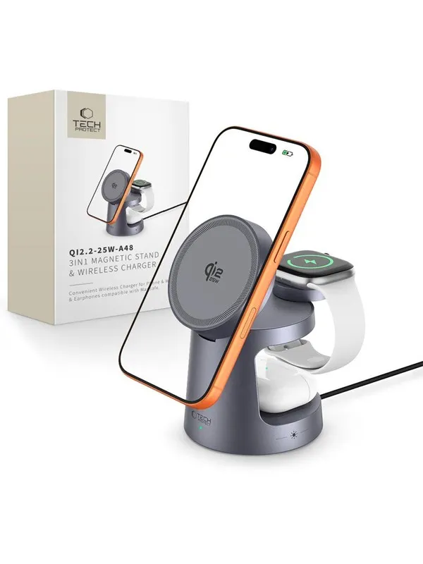 Tech-Protect Wireless charger  QI2.2-25W-A48 3in1 magnetic - navy blue