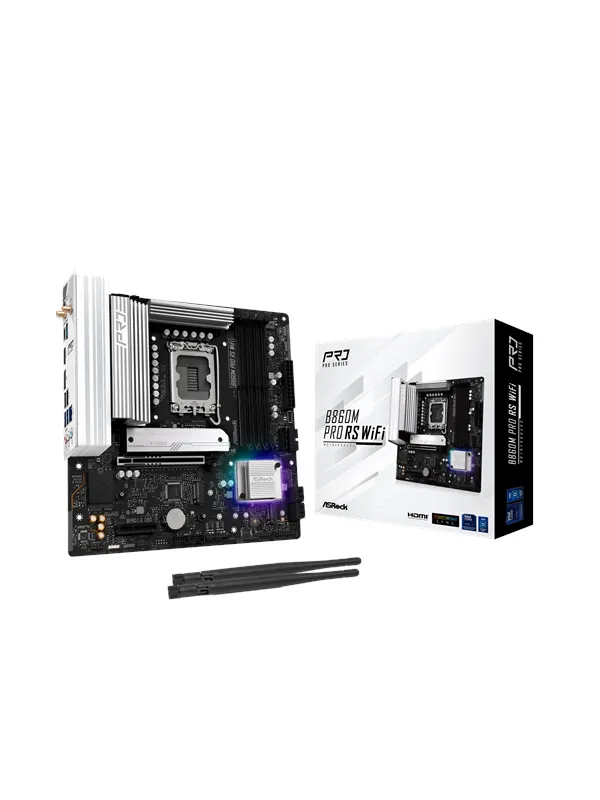 ASRock B860M Pro RS WiFi Hovedkort - Intel B860 - Intel LGA1851 socket - DDR5 RAM - Micro-ATX