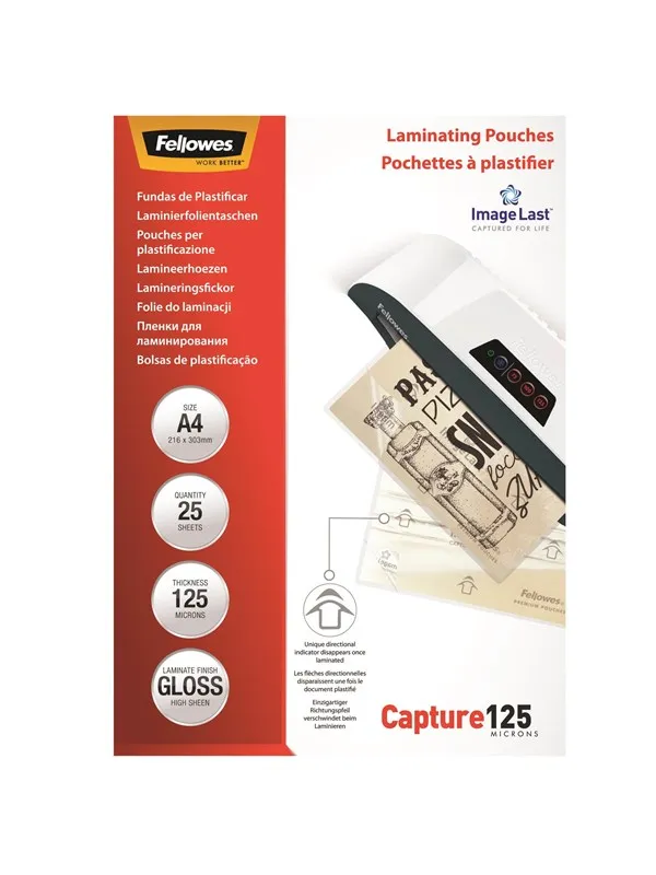 Fellowes laminator pouch - A4 125 micron - 25 unites