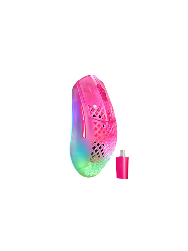 SteelSeries Aerox 3 WL Gen 2 (Magenta Haze) - Gaming mus - Optisk - 5 - Rosa med RGB