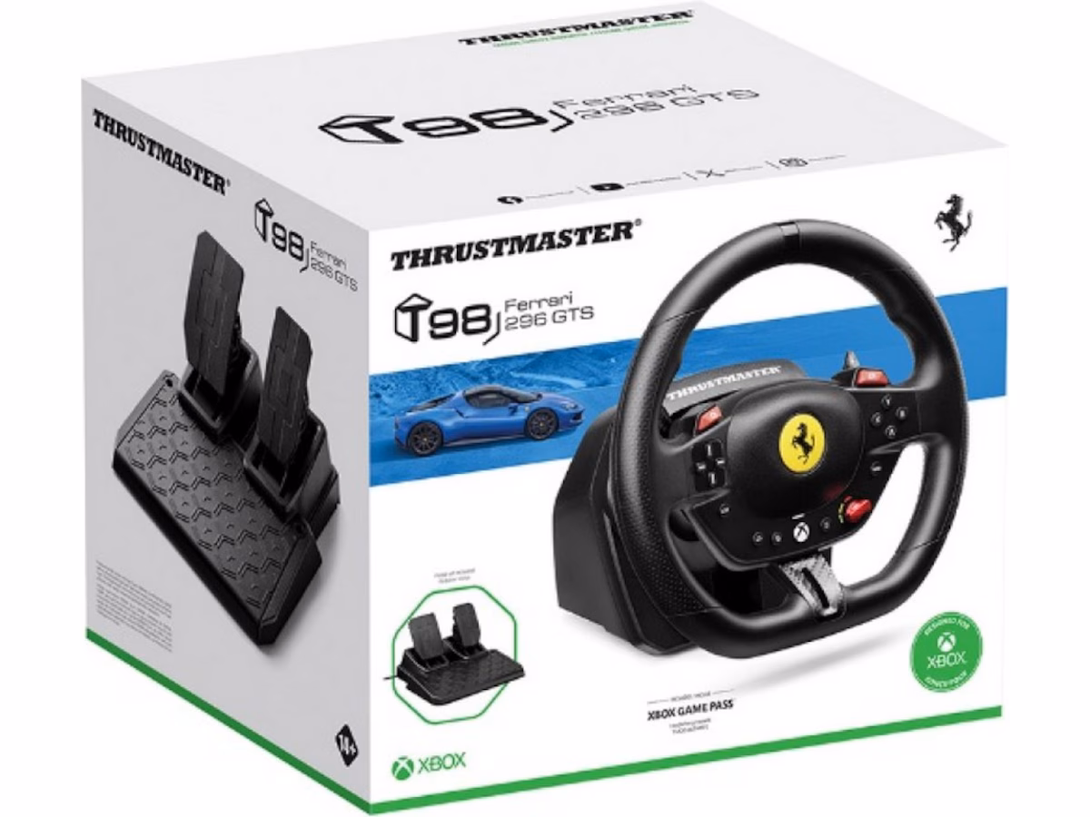 Thrustmaster T98-X FERRARI 296 GTS - PC &amp; Xbox - Wired Wheel, gamepad and pedals set