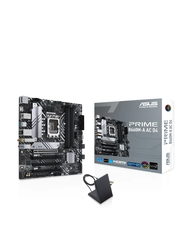 ASUS PRIME B660M-A WIFI D4 Hovedkort - Intel B660 - Intel LGA1700 socket - DDR4 RAM - Micro-ATX