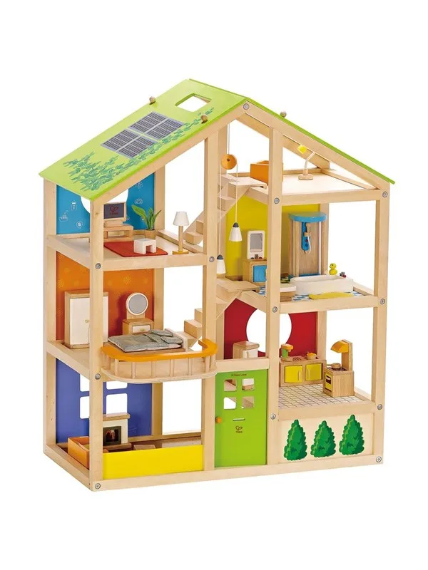 Hape Wooden 4 seasons Dollhouse with furniture
