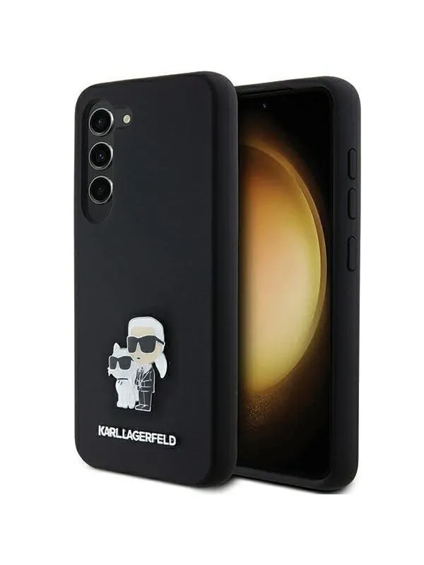Karl Lagerfeld Silicone Karl&Choupette Metal Pin case for Samsung Galaxy S24 - black