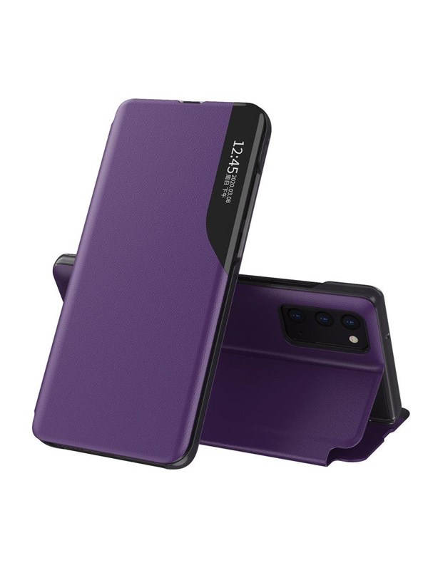 Hurtel Eco Leather View Case Elegant Bookcase type Case with kickstand for Samsung Galaxy A72 4G Purple