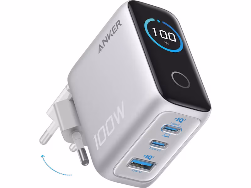 Anker 100W 3 porter vegglader (sølv)