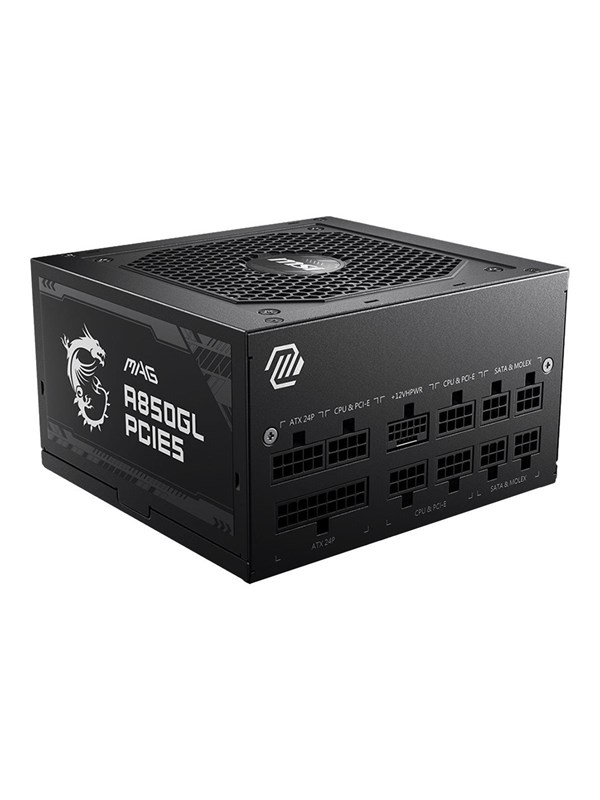 MSI MAG A850GL PCIE5 Strømforsyning (PSU) - 850 Watt - 120 mm - ATX 3.0 - 80 Plus Gold sertifisert