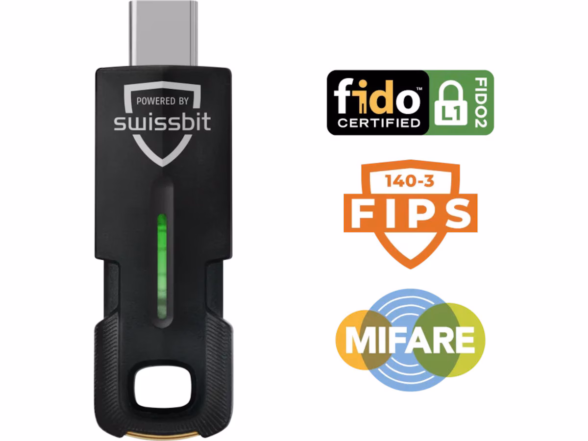 Swissbit iShield Key 2 USB-C sikkerhetsnøkkel med FIDO2-støtte