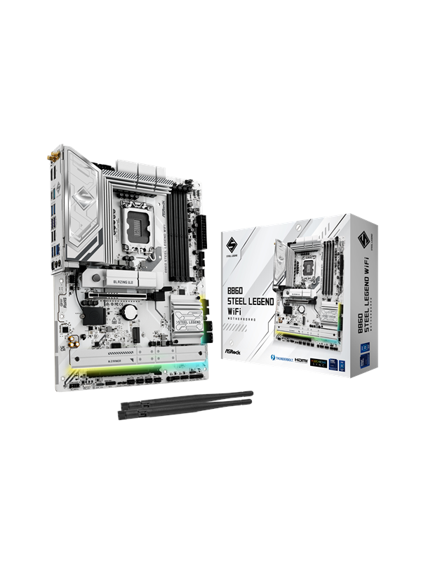 ASRock B860 Steel Legend WiFi Hovedkort - Intel B860 - Intel LGA1851 socket - DDR5 RAM - ATX