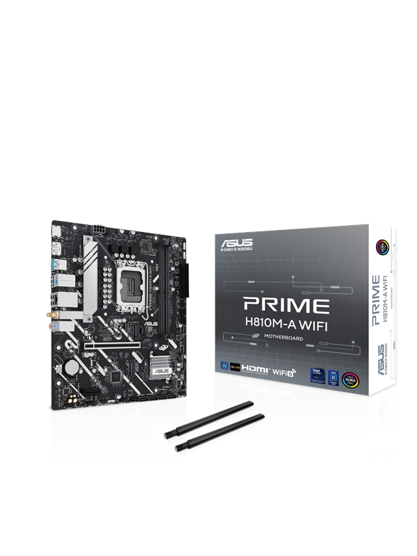ASUS PRIME H810M-A WIFI Hovedkort - Intel H810 - Intel LGA1851 socket - DDR5 RAM - Micro-ATX