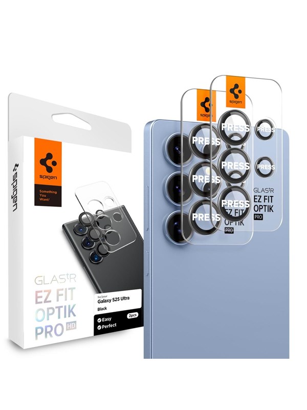 Spigen Glass tR EZ Fit Optik Pro HD 2 Pack - black - Samsung Galaxy S25 Ultra