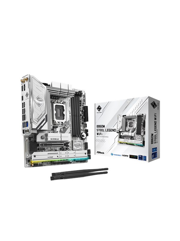 ASRock B860M Steel Legend WiFi Hovedkort - Intel B860 - Intel LGA1851 socket - DDR5 RAM - Micro-ATX