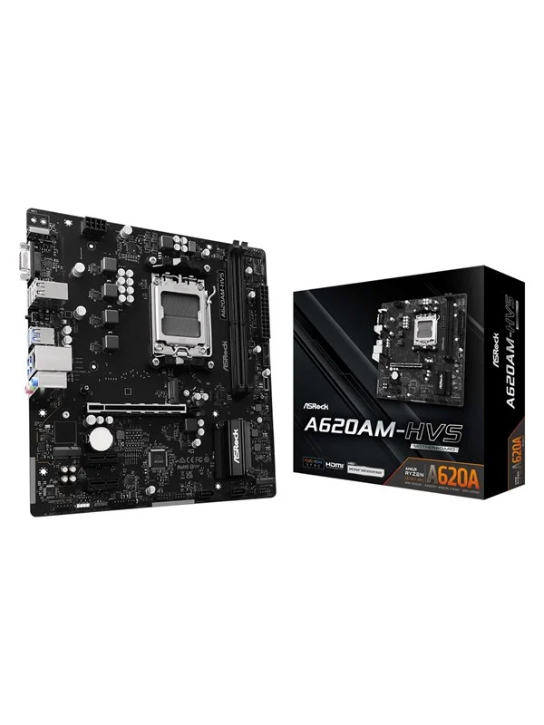 ASRock A620AM-HVS Hovedkort - AMD A620A - AMD AM5 socket - DDR5 RAM - Micro-ATX