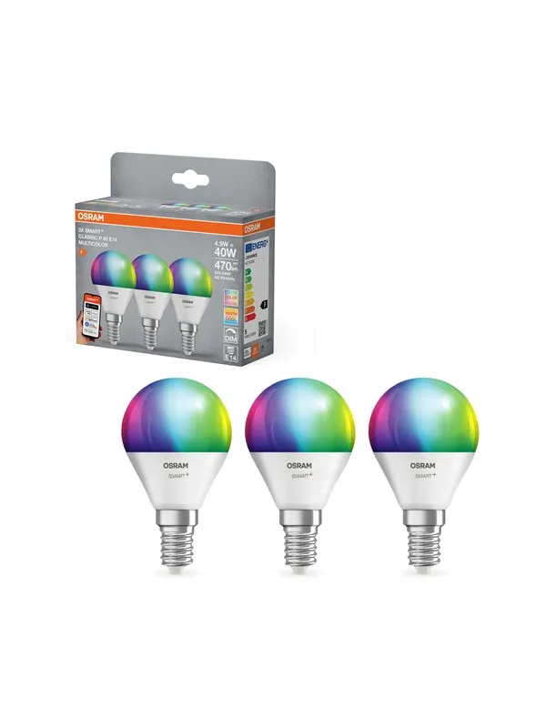 Osram SMART+ frosted mini-ball 470lm 4.9W/RGBW (40W) frosted E14 3-pack