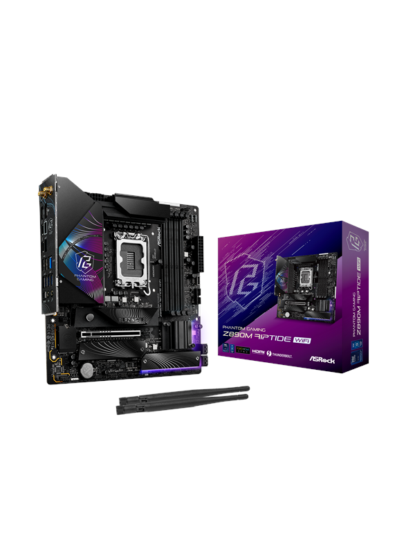 ASRock Z890M RIPTIDE WIFI Hovedkort - Intel Z890 - Intel LGA1851 socket - DDR5 RAM - Micro-ATX