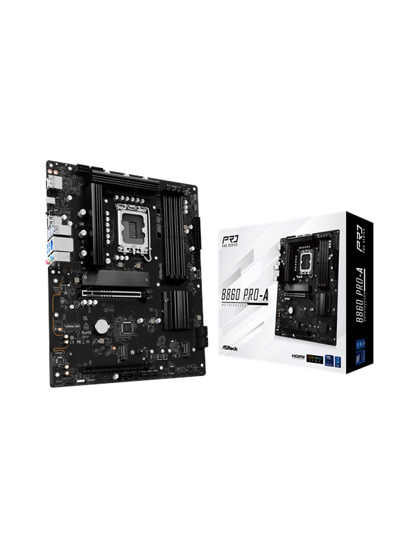 ASRock B860 Pro-A Hovedkort - Intel B860 - Intel LGA1851 socket - DDR5 RAM - ATX