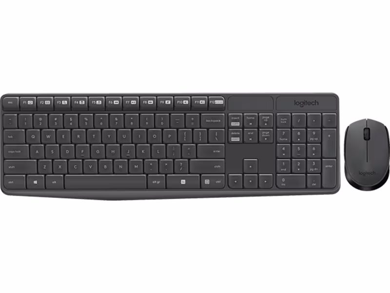 Logitech MK235 trådløst tastatur- og mussett grå