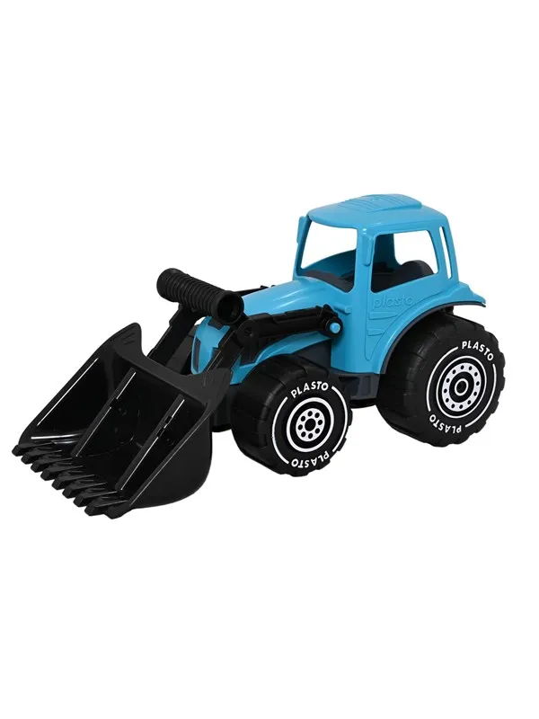 Plasto  Tractor with frontloader. Turquoise. 32 cm