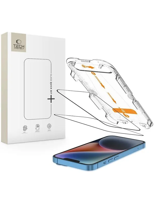 Tech-Protect Quick Set+ 2-pack Tempered Glass for iPhone 13 / 13 PRO / 14 / 16e / 17e