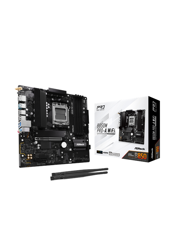 ASRock B850M Pro-A WiFi Hovedkort - AMD B850 - AMD AM5 socket - DDR5 RAM - Micro-ATX