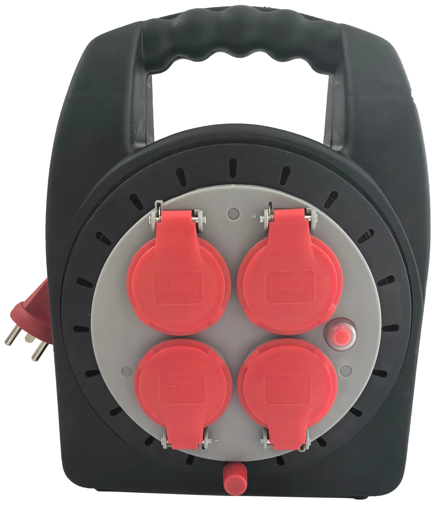 E-Line kabeltrommel med jord 4×uttak 230V/10A IP44 15m