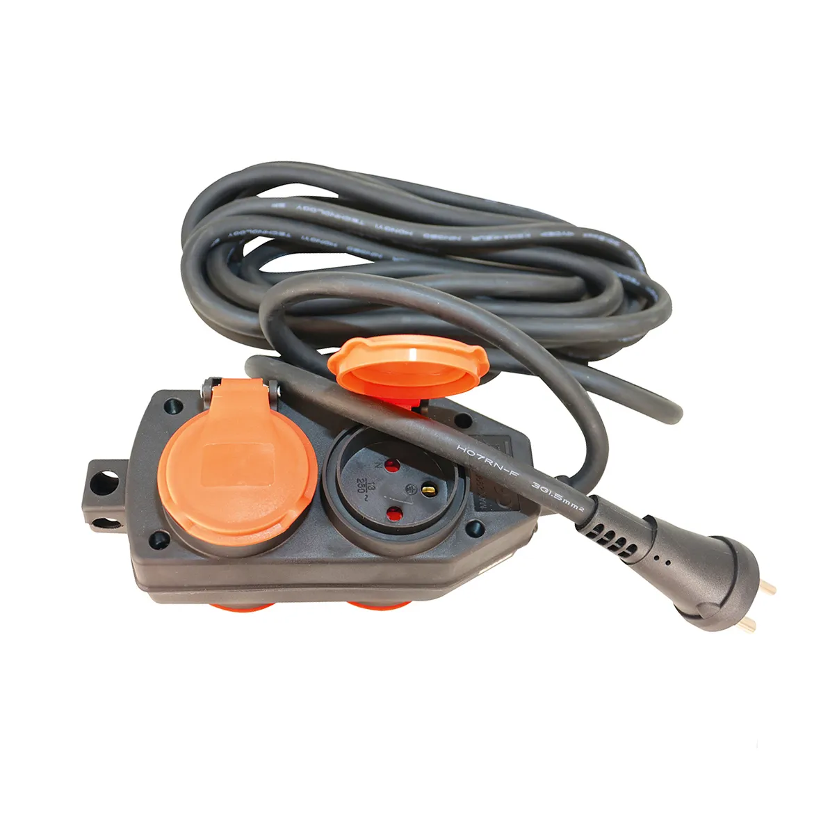 GRIPO kabelsæt neopren 5m med jord og 4x220V udtag 3x1,5mm²