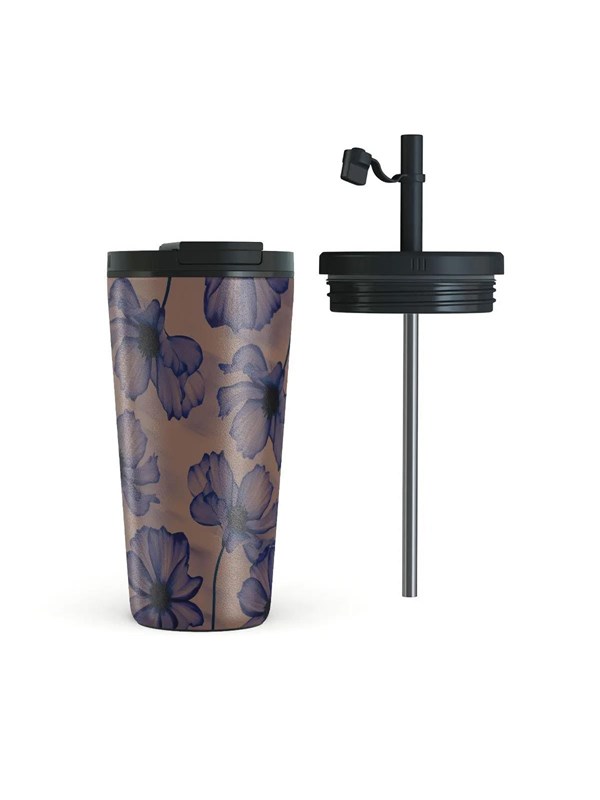 Burga Velvet Night - Travel Mug 500ml with Flap &amp; Straw Set