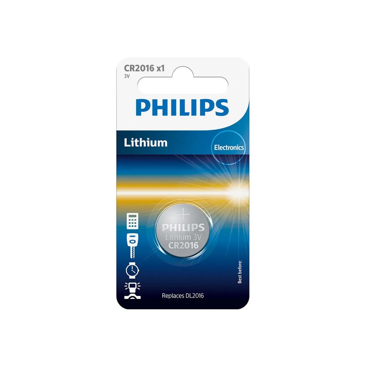 PHILIPS knapcellebatteri lithium CR2016 1-pak