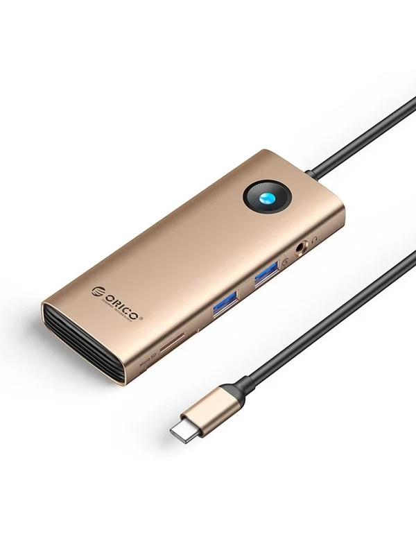 ORICO PW11 8in1 USB-C Docking Station 2x USB-A 3.0 1x USB-C PD 100W 1x HDMI 4K 60Hz 1x microSD/SD 1x RJ45 Gigabit Ethernet 1x Audio 3.5mm - Rose Gold USB-hub - USB 3.0 - 8 porter