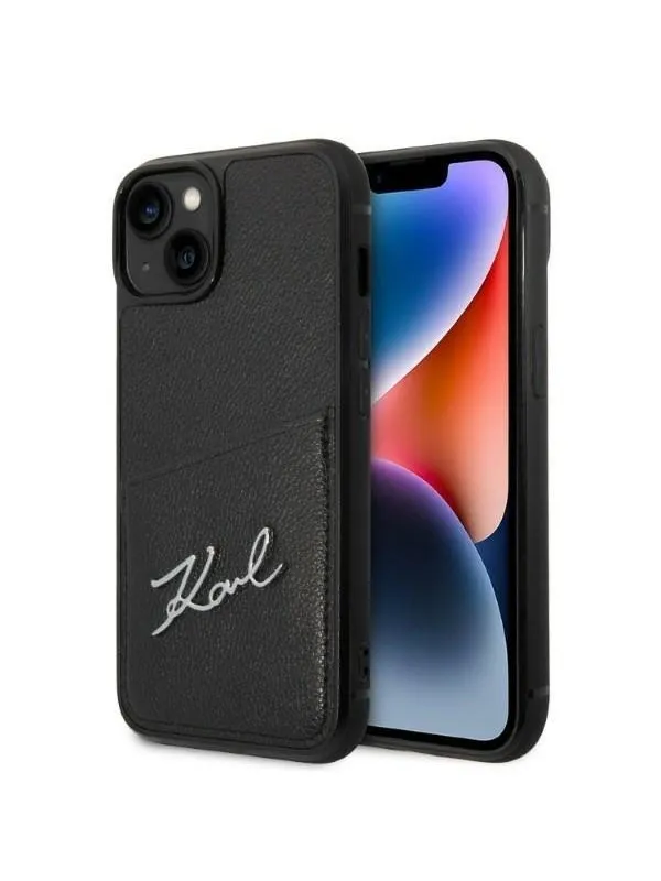 Karl Lagerfeld Signature Logo Cardslot case for iPhone 14 Plus - black