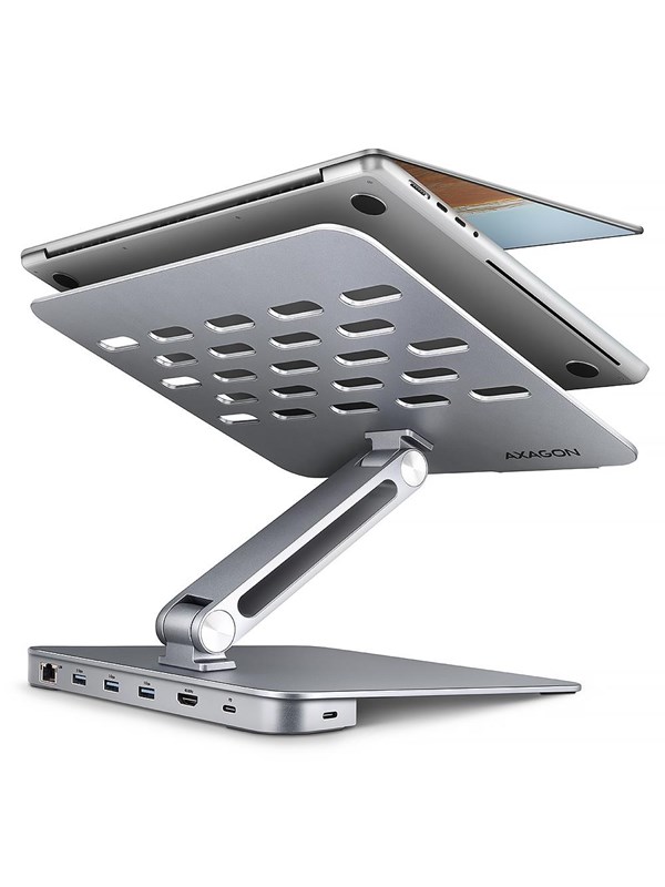 AXAGON Aluminium Stand 7-in-1 USB-C 5 Gbps Hub USB-hub - USB 3.2 - 7 porter - Sølv