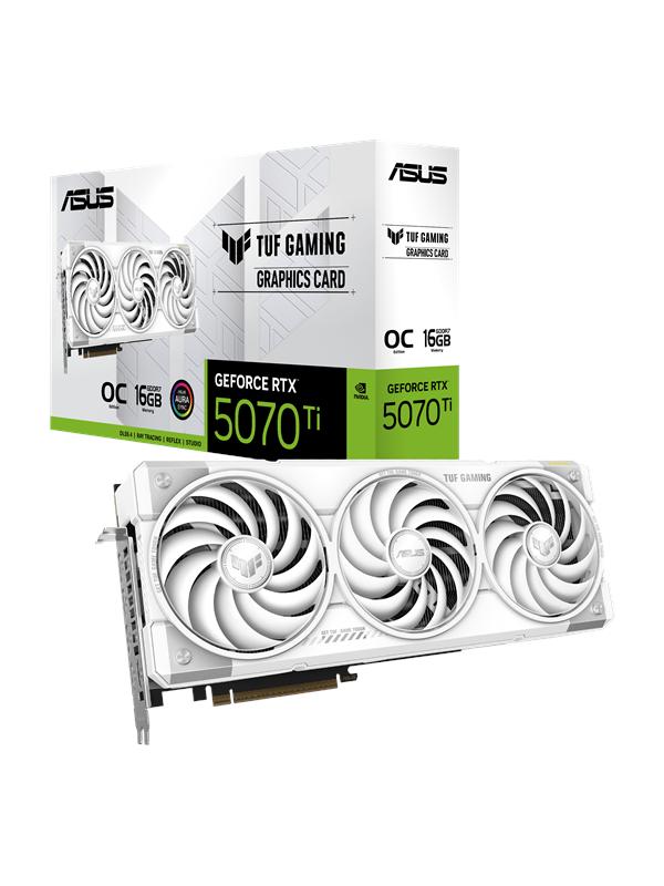 ASUS GeForce RTX 5070 Ti TUF White OC - 16GB GDDR7 RAM - Grafikkort